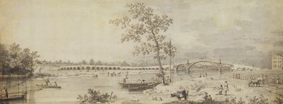 Alte Walton-Brücke vom Middlesex-Ufer aus gesehen, 1755 von Giovanni Antonio Canal
